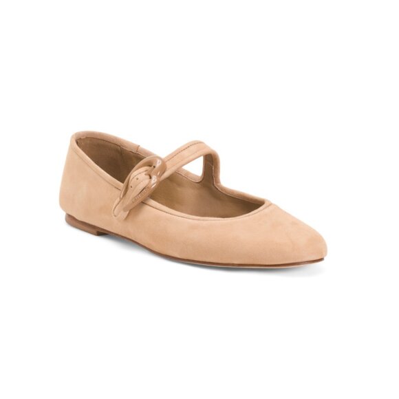 LARROUDE Peanut Handmade In Brazil Suede Verona Ballet Flats - Picture 1 of 2